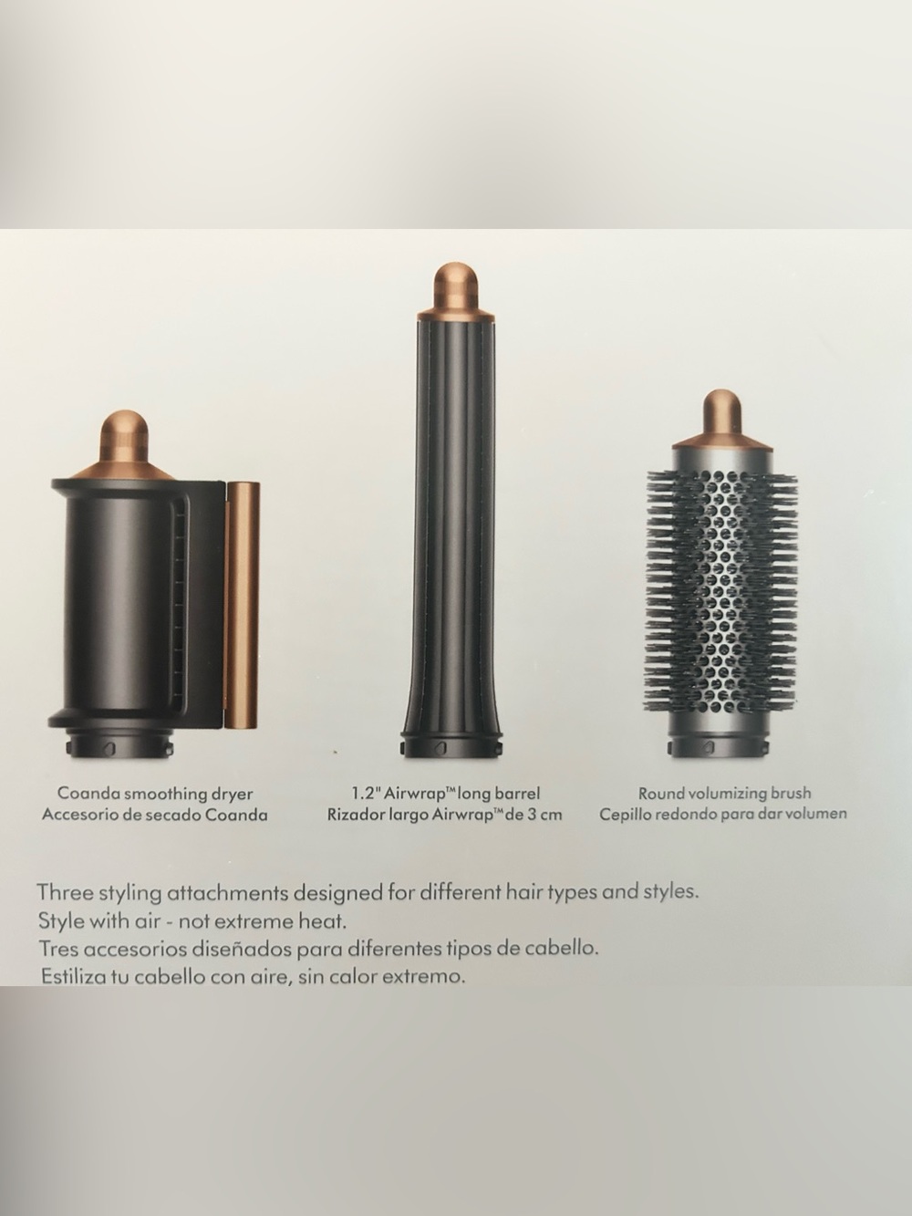 Dyson origin Airwrap with 3 styling Attachments Set in Black and Copper